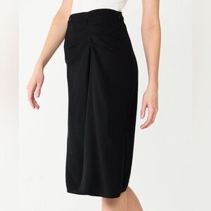 Nine West Black Ruched Front Midi Skirt